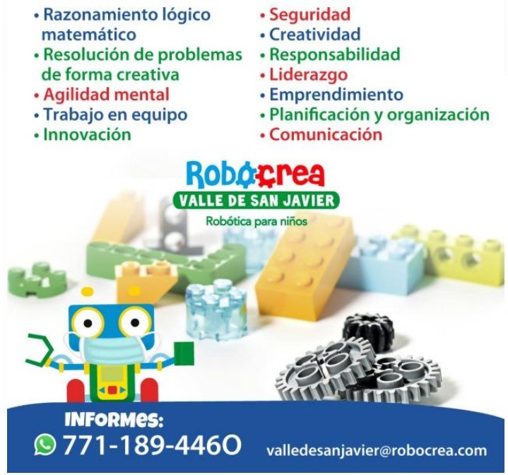 publicidad mostrando un robot, engranes y legos